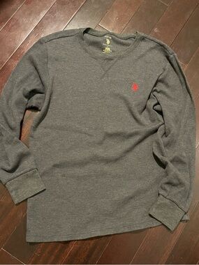 Men's Dark Gray Polo Long-Sleeve Sleep shirt